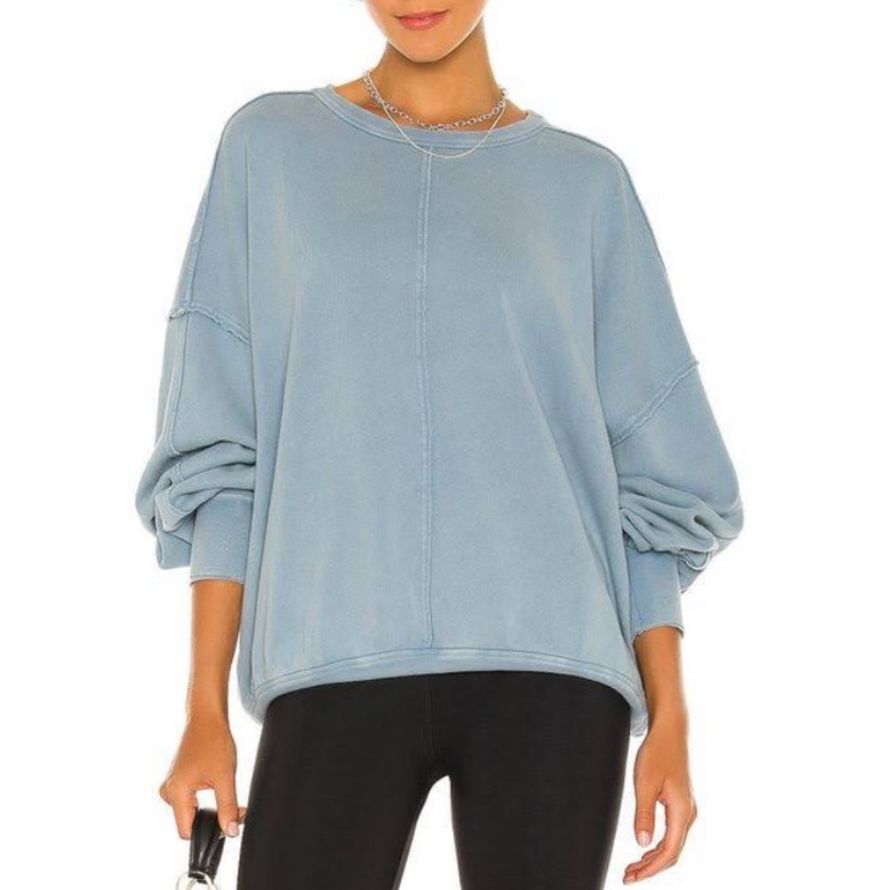 FREE PEOPLE EASY DOES IT PULLOVER in Bottled Blue